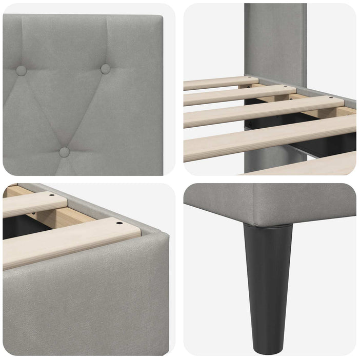 Cadru de pat cu headboard Gri deschis 90 x 200 cm Catifea - WALTI WALTI