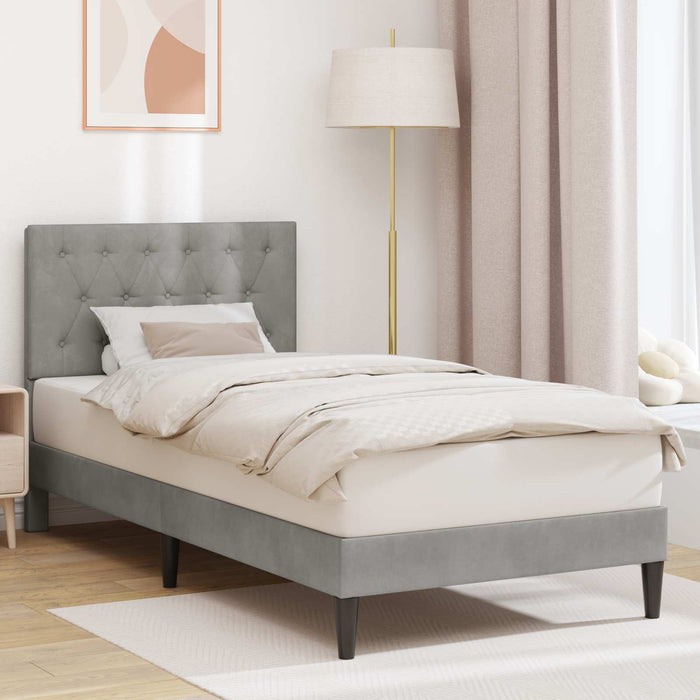 Cadru de pat cu headboard Gri deschis 90 x 200 cm Catifea - WALTI WALTI