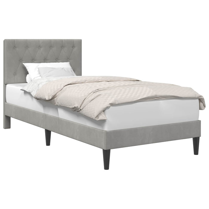 Cadru de pat cu headboard Gri deschis 90 x 200 cm Catifea - WALTI WALTI