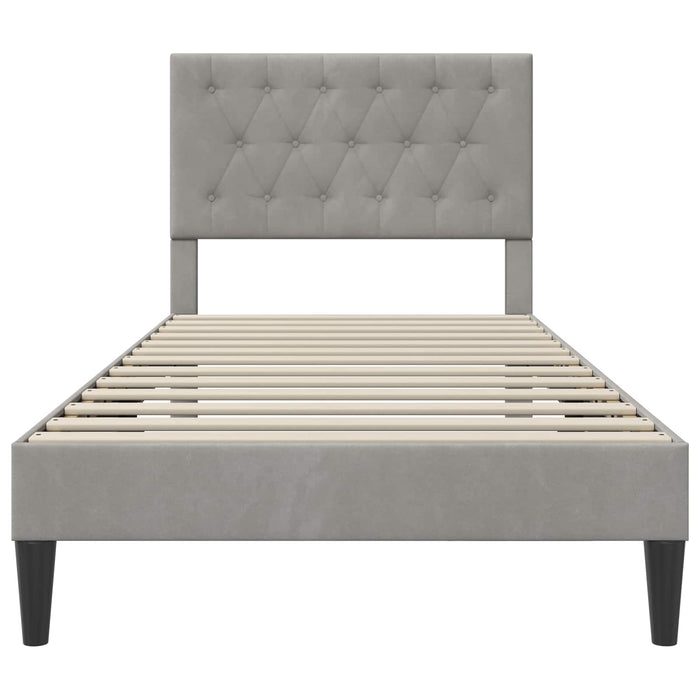 Cadru de pat cu headboard Gri deschis 90 x 200 cm Catifea - WALTI WALTI