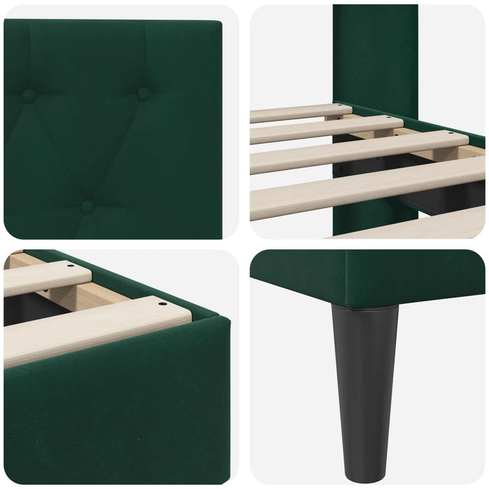 Cadru de pat cu headboard Verde închis 90 x 200 cm Catifea - WALTI WALTI