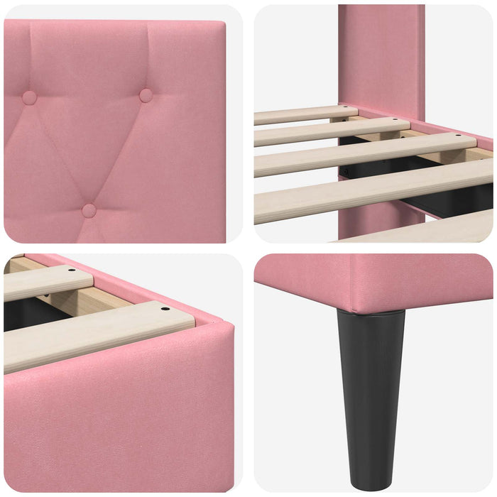 Cadru de pat cu headboard Roz 90 x 200 cm Catifea - WALTI WALTI