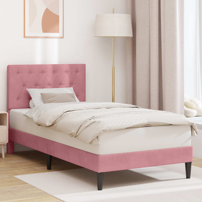 Cadru de pat cu headboard Roz 90 x 200 cm Catifea - WALTI WALTI