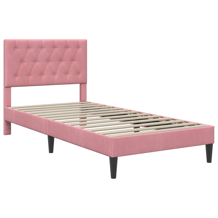 Cadru de pat cu headboard Roz 90 x 200 cm Catifea - WALTI WALTI