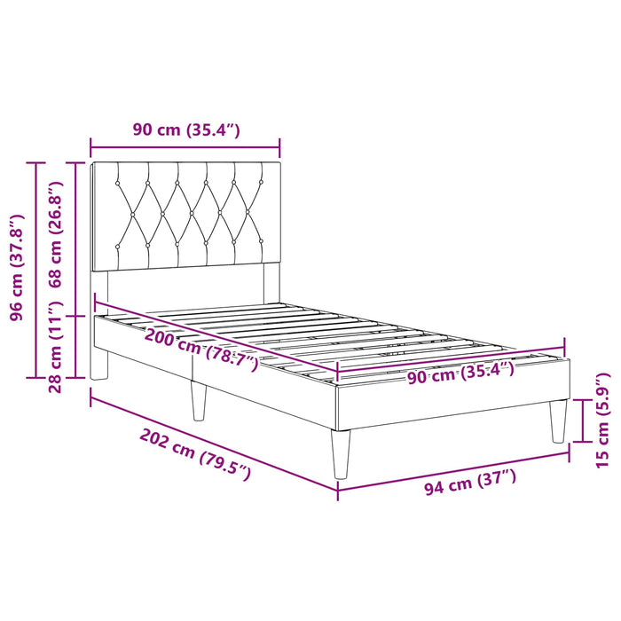 Cadru de pat cu headboard Roz 90 x 200 cm Catifea - WALTI WALTI