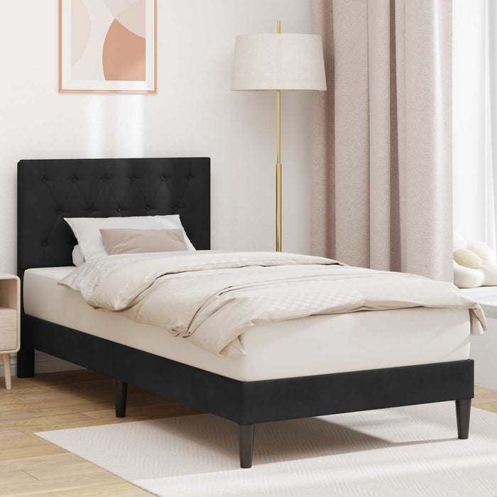 Cadru de pat cu headboard Negru 90 x 200 cm Catifea - WALTI WALTI
