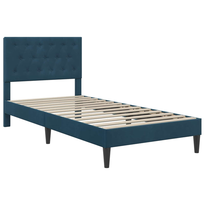 Cadru de pat cu headboard albastru 90 x 200 cm Catifea - WALTI WALTI