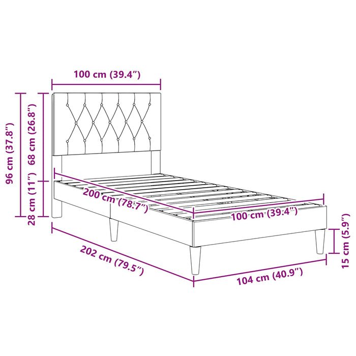 Cadru de pat cu headboard Roz 100 x 200 cm Catifea - WALTI WALTI
