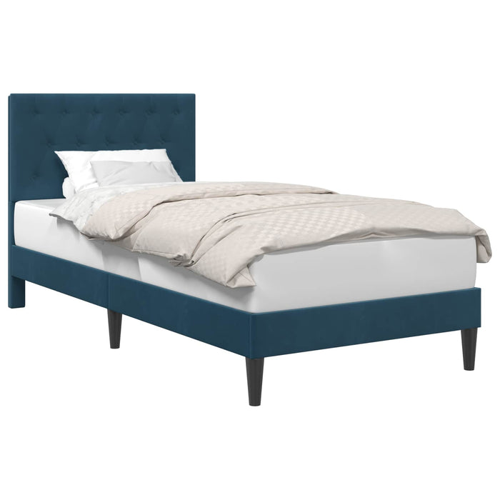 Cadru de pat cu headboard albastru 100 x 200 cm Catifea - WALTI WALTI