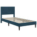 Cadru de pat cu headboard albastru 100 x 200 cm Catifea - WALTI WALTI