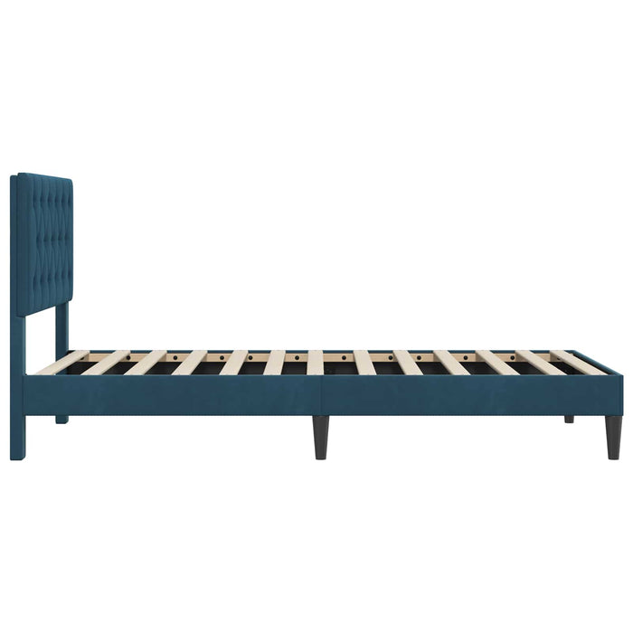 Cadru de pat cu headboard albastru 100 x 200 cm Catifea - WALTI WALTI