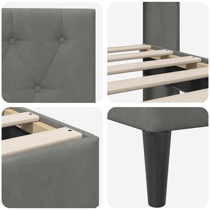Cadru de pat cu headboard Gri închis 140 x 190 cm Catifea - WALTI WALTI
