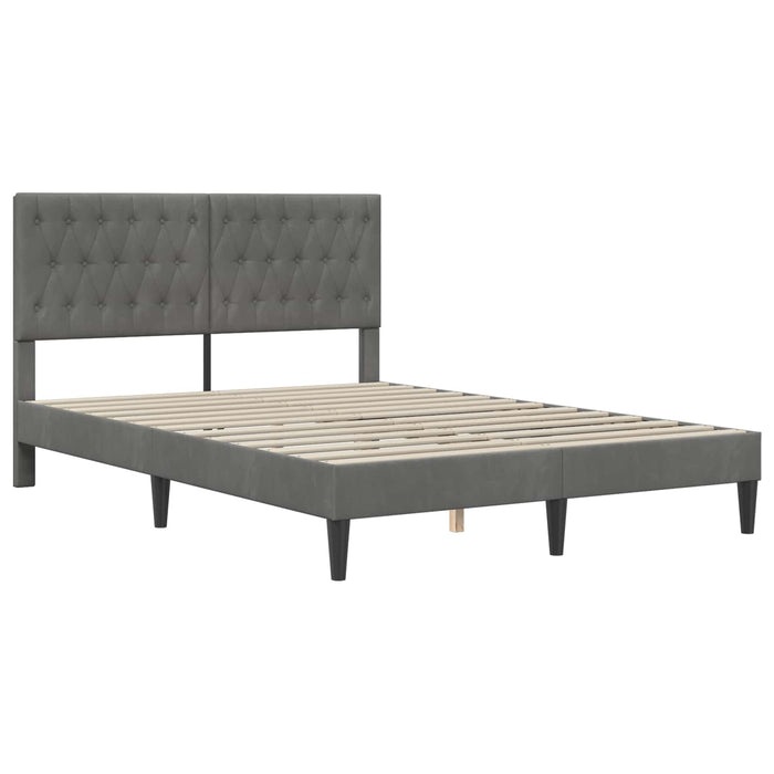 Cadru de pat cu headboard Gri închis 140 x 190 cm Catifea - WALTI WALTI