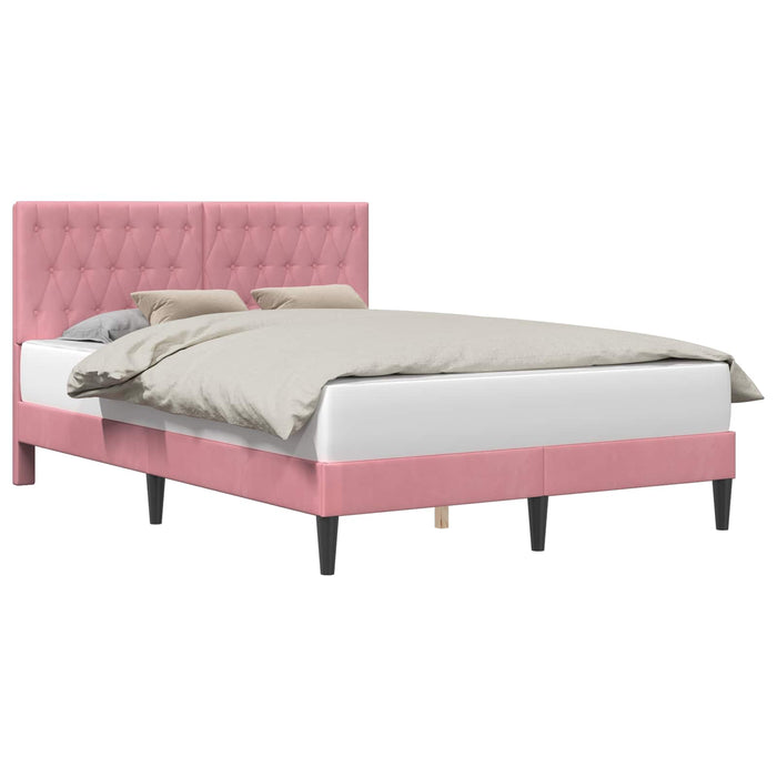 Cadru de pat cu headboard Roz 140 x 190 cm Catifea - WALTI WALTI