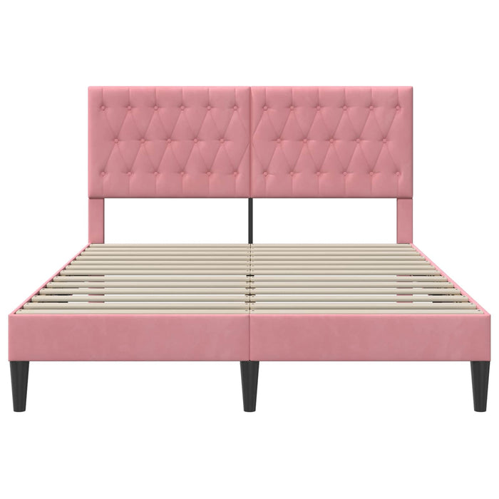 Cadru de pat cu headboard Roz 140 x 190 cm Catifea - WALTI WALTI