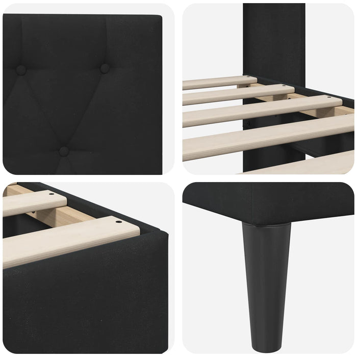 Cadru de pat cu headboard Negru 140 x 190 cm Catifea - WALTI WALTI