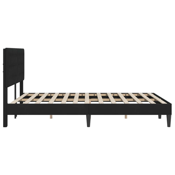 Cadru de pat cu headboard Negru 140 x 190 cm Catifea - WALTI WALTI
