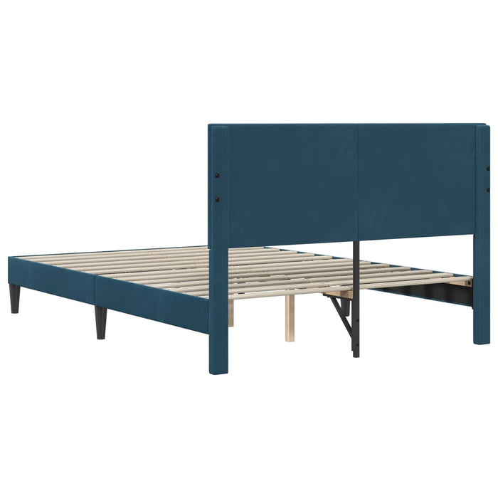 Cadru de pat cu headboard albastru 140 x 190 cm Catifea - WALTI WALTI