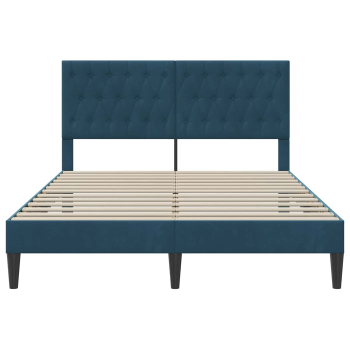Cadru de pat cu headboard albastru 140 x 190 cm Catifea - WALTI WALTI