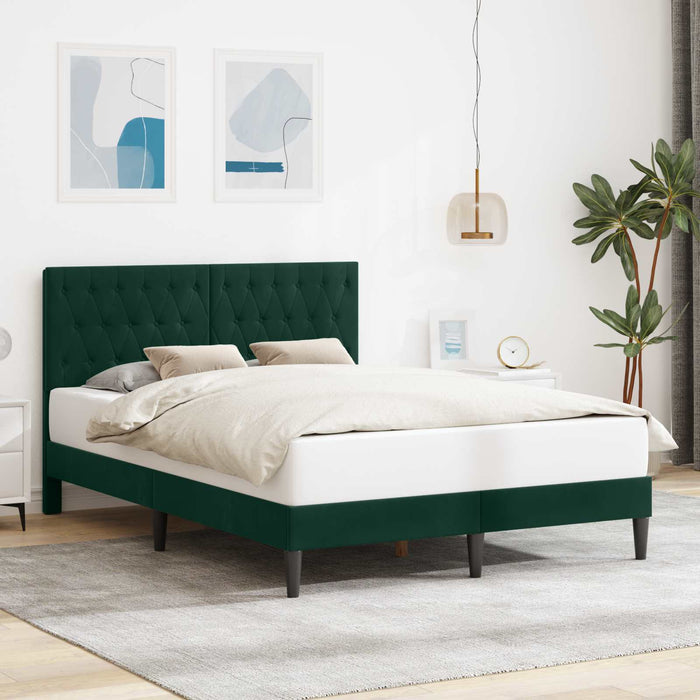 Cadru de pat cu headboard Verde închis 140 x 200 cm Catifea - WALTI WALTI