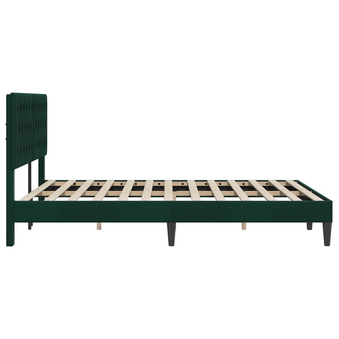 Cadru de pat cu headboard Verde închis 140 x 200 cm Catifea - WALTI WALTI