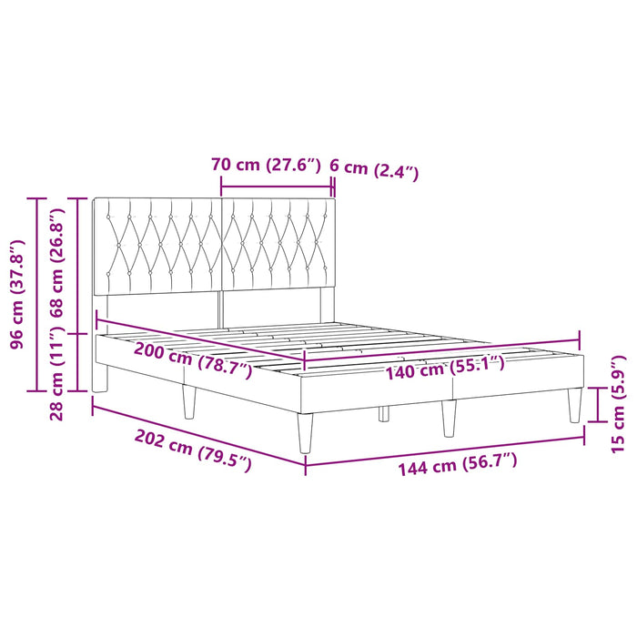 Cadru de pat cu headboard Negru 140 x 200 cm Catifea - WALTI WALTI