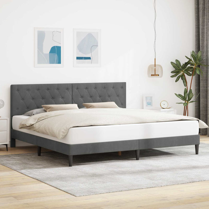 Cadru de pat cu headboard Gri închis 180 x 200 cm Catifea - WALTI WALTI