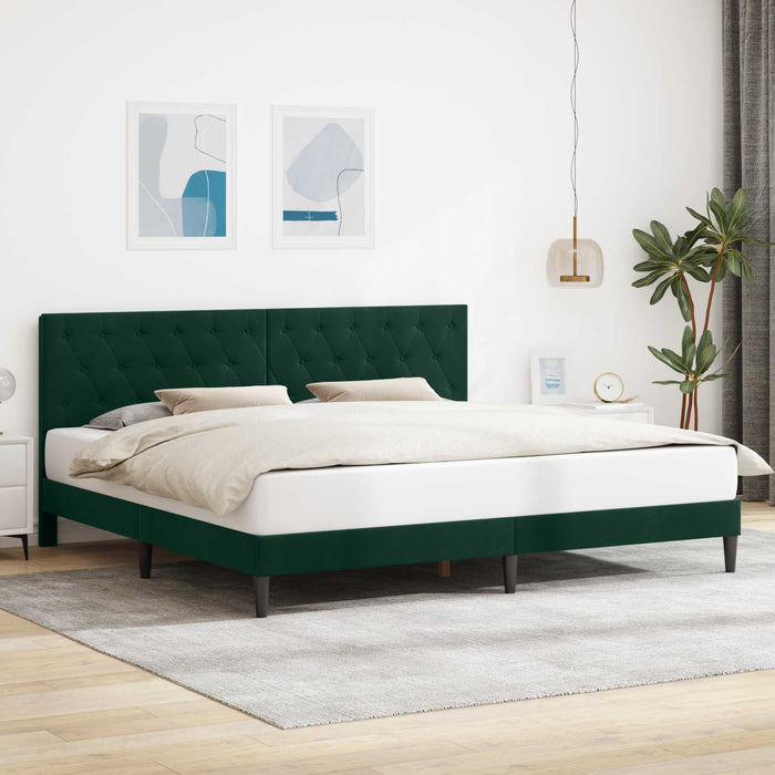 Cadru de pat cu headboard Verde închis 180 x 200 cm Catifea - WALTI WALTI