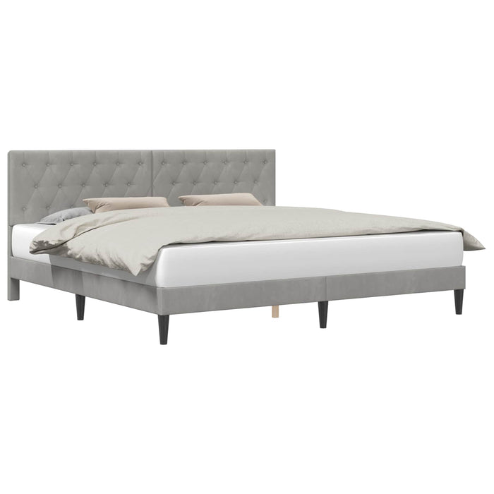 Cadru de pat cu headboard Gri deschis 200 x 200 cm Catifea - WALTI WALTI