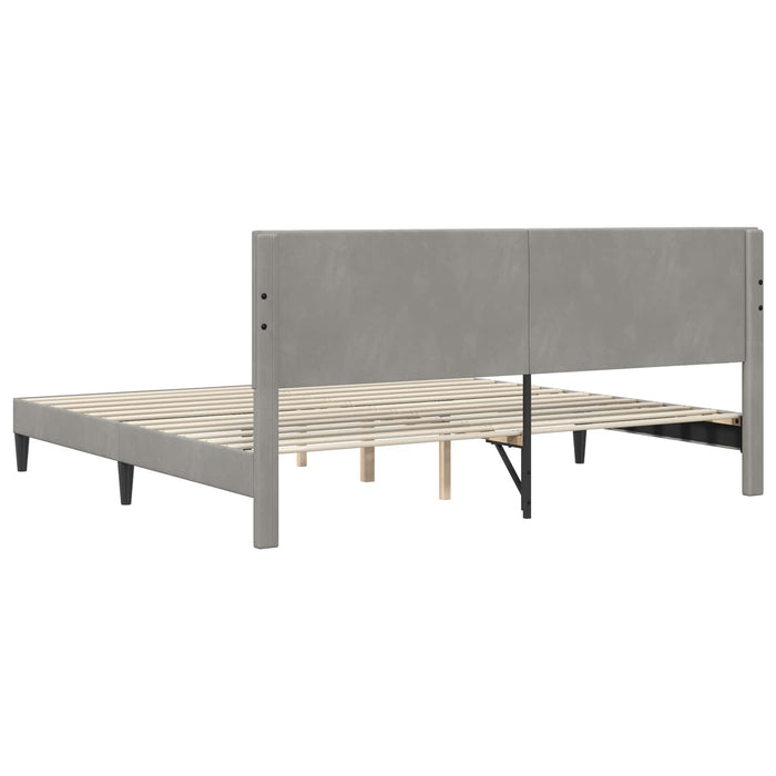 Cadru de pat cu headboard Gri deschis 200 x 200 cm Catifea - WALTI WALTI