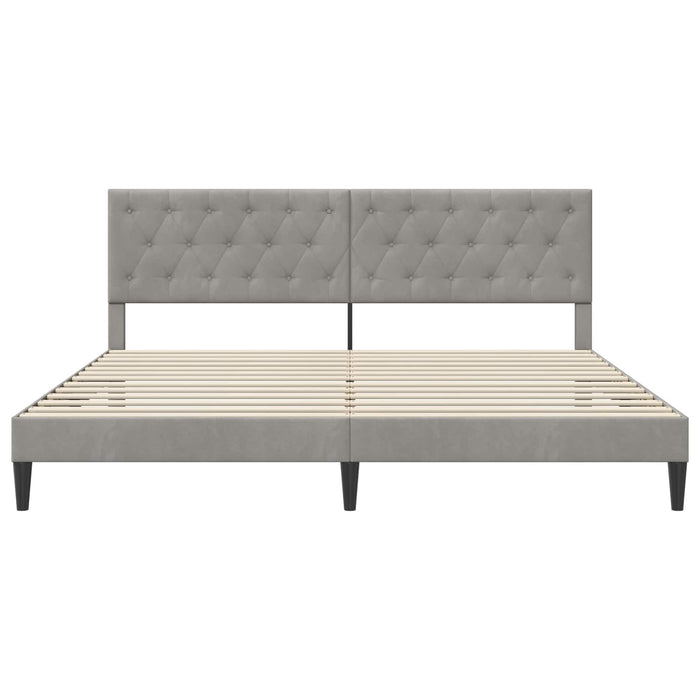 Cadru de pat cu headboard Gri deschis 200 x 200 cm Catifea - WALTI WALTI