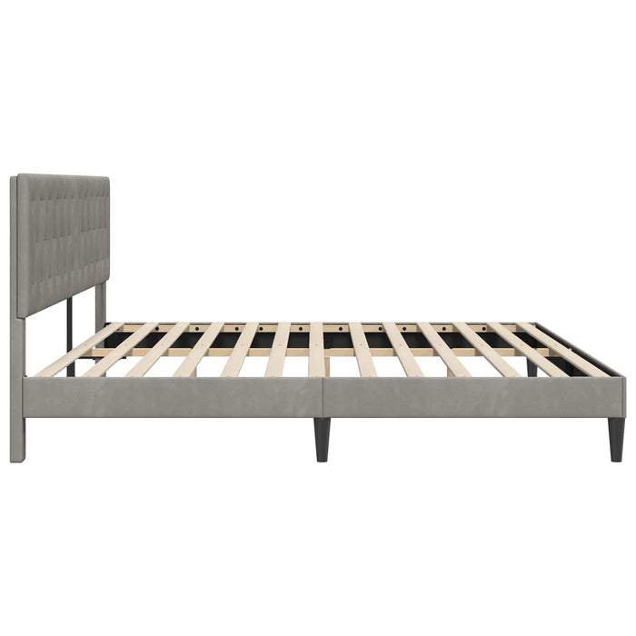 Cadru de pat cu headboard Gri deschis 200 x 200 cm Catifea - WALTI WALTI