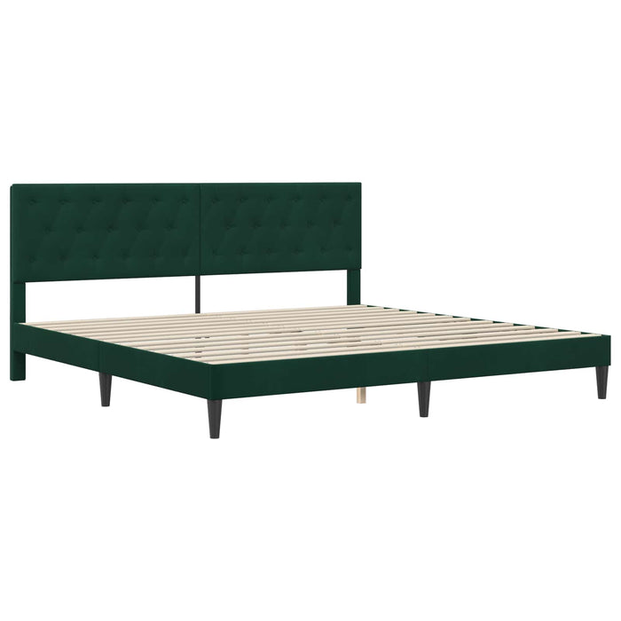 Cadru de pat cu headboard Verde închis 200 x 200 cm Catifea - WALTI WALTI