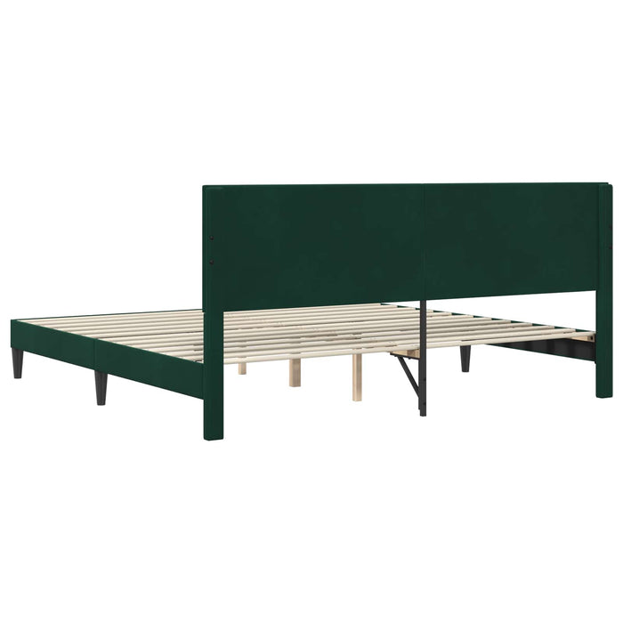 Cadru de pat cu headboard Verde închis 200 x 200 cm Catifea - WALTI WALTI