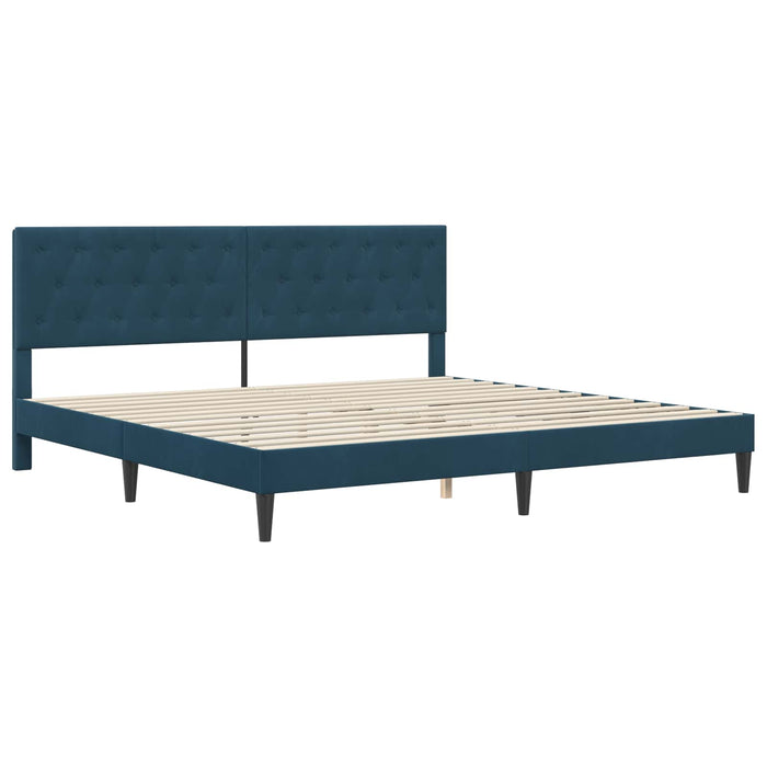 Cadru de pat cu headboard albastru 200 x 200 cm Catifea - WALTI WALTI