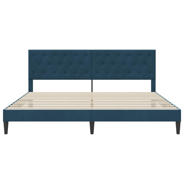 Cadru de pat cu headboard albastru 200 x 200 cm Catifea - WALTI WALTI
