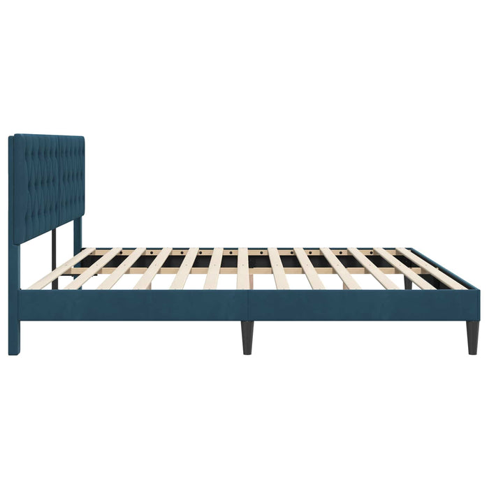 Cadru de pat cu headboard albastru 200 x 200 cm Catifea - WALTI WALTI