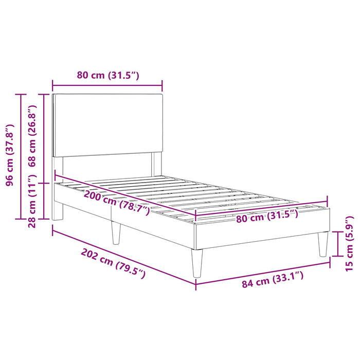 Cadru de pat Gri închis 80 x 200 cm Țesătură din corduroy WALTI