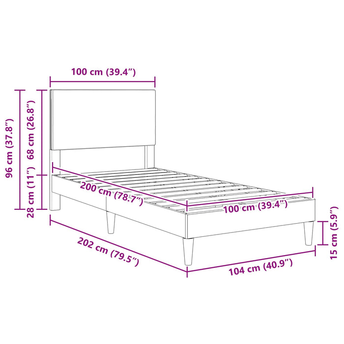 Cadru de pat Gri închis 100 x 200 cm Țesătură din corduroy WALTI