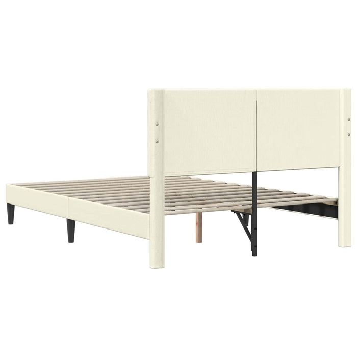 Cadru de pat Crem 120 x 190 cm Țesătură din corduroy WALTI