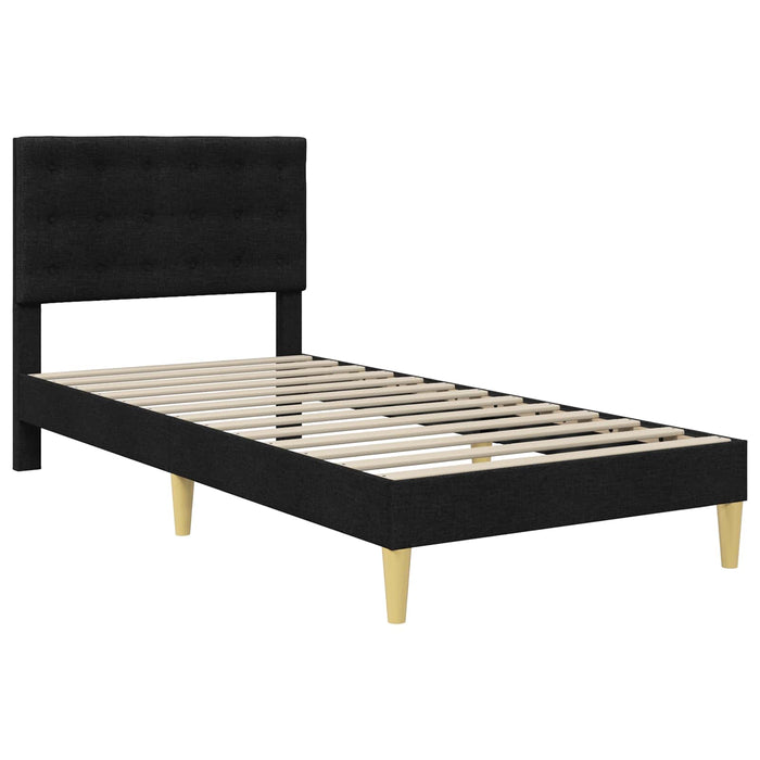 Cadru de pat cu headboard Negru 90 x 190 cm Țesătură - WALTI WALTI