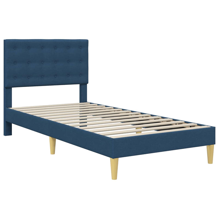 Cadru de pat cu headboard albastru 90 x 190 cm Țesătură - WALTI WALTI