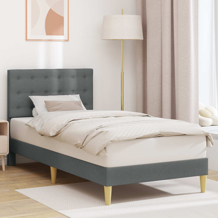 Cadru de pat cu headboard Gri închis 90 x 200 cm Țesătură - WALTI WALTI