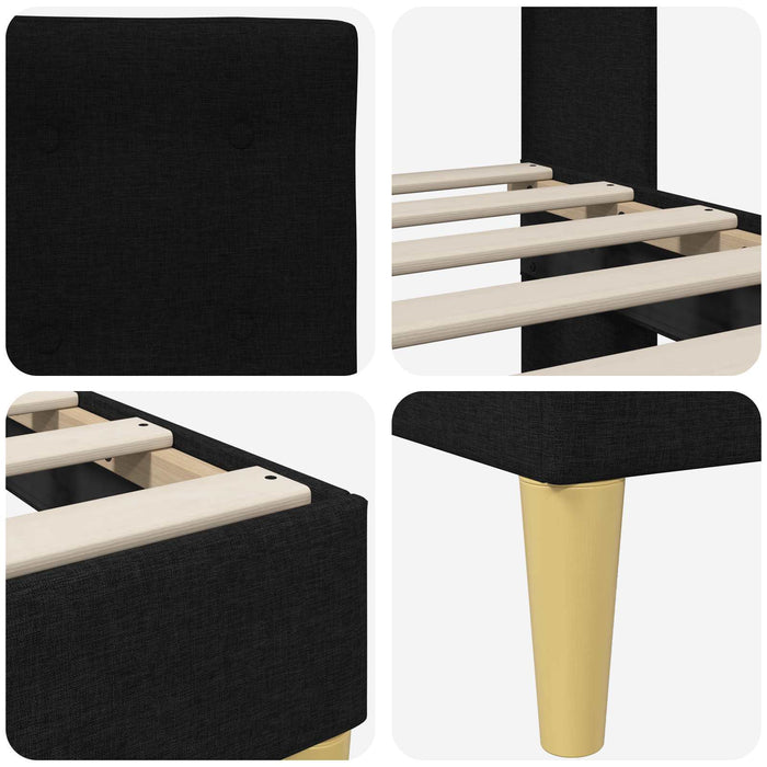 Cadru de pat cu headboard Negru 90 x 200 cm Țesătură - WALTI WALTI