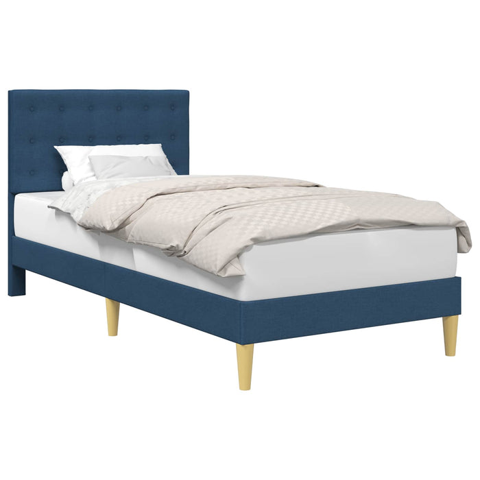 Cadru de pat cu headboard albastru 90 x 200 cm Țesătură - WALTI WALTI