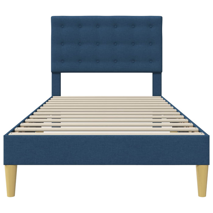 Cadru de pat cu headboard albastru 90 x 200 cm Țesătură - WALTI WALTI