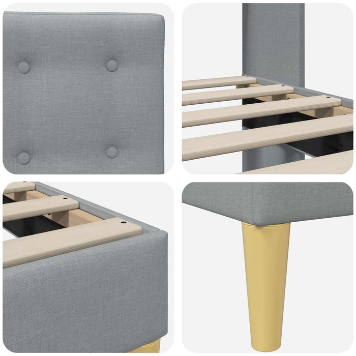 Cadru de pat cu headboard Gri deschis 100 x 200 cm Țesătură - WALTI WALTI