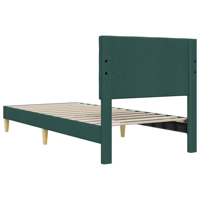 Cadru de pat cu headboard Verde închis 100 x 200 cm Țesătură - WALTI WALTI