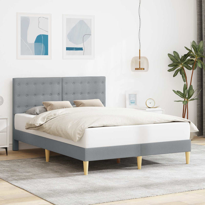 Cadru de pat cu headboard Gri deschis 140 x 190 cm Țesătură - WALTI WALTI