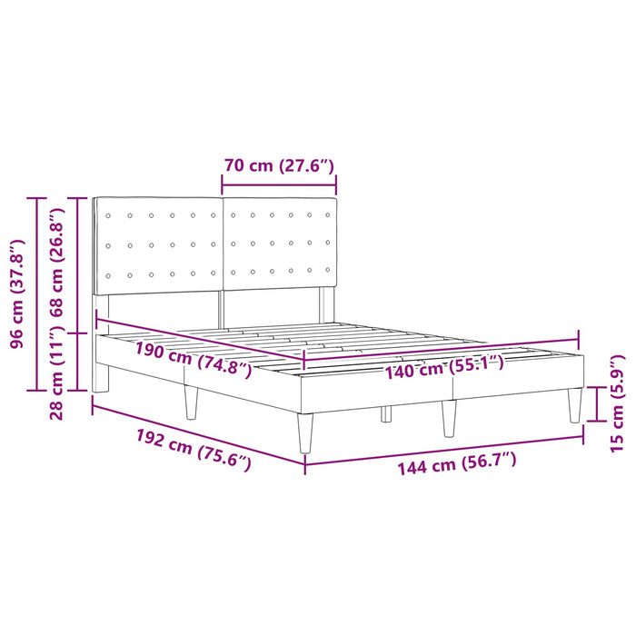 Cadru de pat cu headboard Verde închis 140 x 190 cm Țesătură - WALTI WALTI